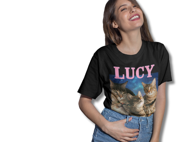 Women wearing customized cat photo t-shirt