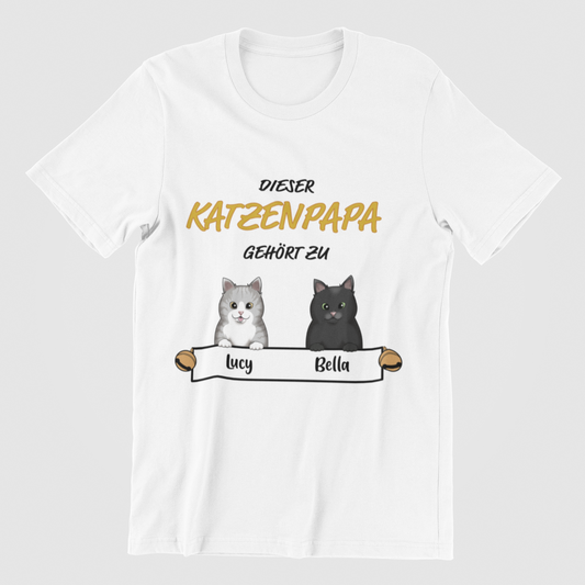 Personalized Katzenpapa T-Shirt with unique cat motif print on the front.
